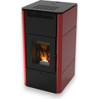 Stufa a pellet 61x62xH119 cm con autonomia max 30h bordeaux