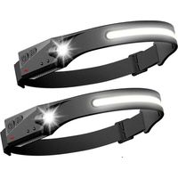 Lot de 2 Lampe frontale led Phare à Capteur Torche Frontale puissante COB XPE 5 Modes USB Rechargeable Lampe de Course Étanche, Camping, Lecture, Randonnée, Cyclisme, Pêche, Velo