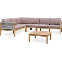JORDA - Conjunto de muebles de jardín esquinero de 5 plazas - Acacia - REMARQUABLE