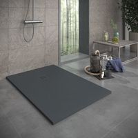 Mineralguss-Duschwanne extra flach SIERRA Schieferoptik Anthrazit 70x120 cm Auslaufschutz in Farbe