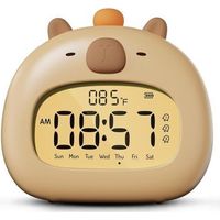 royaluxe-Réveil Nocturne pour Enfants, Réveil Capybara Digital de Chevet, Luminosité réglable par LED, 3 Groupes de réglages d'alarme éducatif Jour Nuit, Adapté aux Enfants, étudiants et Adolescents