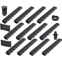 Vidaxl – Caniveau de voirie 12 pcs – Plastique noir 100 x 12,5 x 8 cm – Système de verrouillage – Pour drainage efficace