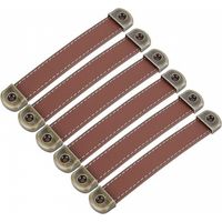 6er-Set Ledergriffe, Vintage-Leder-Schrankgriffe – Möbelgriffe, braune Leder-Küchengriffe, 128 mm Achsabstand