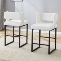 2 Sätze weißer Nordic Windbar Stuhl, mit modernem quadratischem Design, schwarzen Metallbeinen, leichtem und komfortablem Set. Um Ihren vielfältigen Produktbedarf gerecht zu werden.