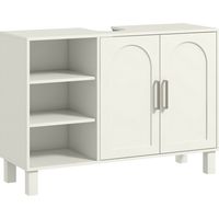 Mueble bajo Lavabo Mueble de Baño Moderno con 2 Puertas y Estantes Ajustables 90x30x63 cm Crema