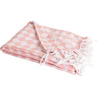 SACASA - Couverture plaid DROPALL en coton 100% - Rose saumon et blanc avec franges