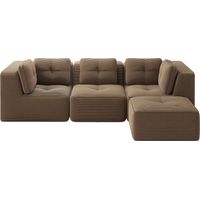 Canapé d’angle en L sans cadre, canapé d’angle modulaire, canapé d’angle avec ottomane, canapé modulaire en velours côtelé, canapé trois places à assise profonde pour le salon, aucun montage requis, m