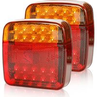 2 Pcs LED feux remorque 12v avec éclairage de plaque d'immatriculation, feu de arrière stop étanche avec E-mark Éclairage et réflecteurs pour remorque