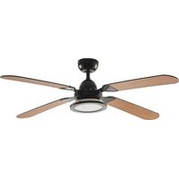 Lucande Ventilador de techo con lámpara 'Tedric' en Negro Metal