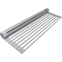 Spülbecken-Abtropfkorb, Küchenspüle-Abtropfgestell, Roll-Up-Halter, hitzebeständiges Roll-Up-Gestell für die Spülmaschine, leicht zu verstauen, 19 Röhren (33 x 45 x 1 cm) (grau)