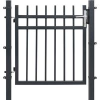 SONGMICS Portillon en Acier Galvanisé, Portail de Clôture, Porte de Jardin, avec Serrure, Poignée et Clés, 90 x 106 cm (L x H), Gris GGD350G