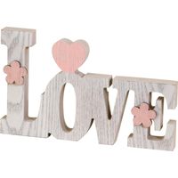 Mopec Decorazione Love, Legno, Bianco, 3 x 20.5 x 12.2 cm