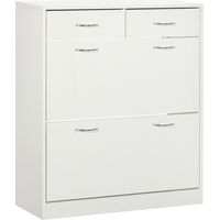 Mueble Zapatero Estrecho Armario de Zapatos con 2 Cajones Abatibles para 12 Pares de Zapatos 80x30x91,5 cm Blanco