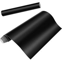 2PCS 3D Film Autocollant Adhésif Vinyle En Fibre de Carbone Chaque Rouleau de 1.27m x 0.15m Pour Voiture,Ordinateur,Coque de Smartphone,Moto,Véhicule-Noir