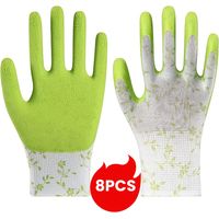 8 paires de gants de protection pour le jardinage — Gants de travail adaptés au jardinage et à la plantation de fleurs, verts.