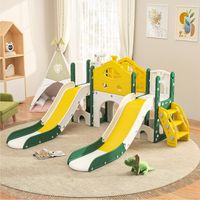 Ensemble 4-en-1 Toboggan Et Cheval à Bascule Pour Enfants 1-6 Ans – Convertible Avec Panier De Basket, Pente Douce, Capacité 40 Kg, Intérieur/extérieur (vert)