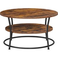 Table basse table de salon buffet bas 2 niveaux avec étagère de rangement montage facile structure en métal style industriel marron