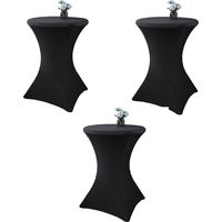 Nappe Extensible Noire - 3 Pieces - 80 X 110 Cm - Spandex Polyester - Pour Table Haute - Mariage Fête Buffet