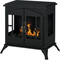 Cheminée bioéthanol acier inox brûleur 0,9L 3h durée 55x31x55cm noir