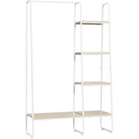 Perchero de Ropa con 5 Estantes y Barra para Colgar para Dormitorio Salón 101x39x160 cm Natural