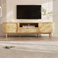 Meuble TV avec portes et tiroirs, meuble TV en rotin, portes en bois massif