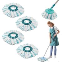 Mini kit de balai à franges, 4 têtes de rechange, balai à franges rond, système 2 fibres, compatible avec le balai Leifheit Clean Twist M.