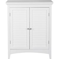 Teamson Home – Armoire de salle de bain blanche avec portes persiennes – 3 étagères réglables – MDF résistant à l’humidité – Design élégant et sécurisé