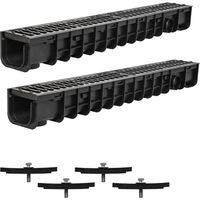 Melko – Canal de drainage C250 2 mètres – Grille en fonte – Classe de charge B12 jusqu'à 25 tonnes – Adaptateur DN110 inclus