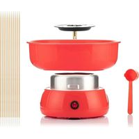 Machine à barbe à papa - CELLUSTOP - Design rétro - Sucre ordinaire - 10 bâtonnets - Rouge