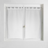 Paire droite passants 2 x 60 x 120 cm voile sable top pompons poupette Blanc