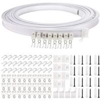 Rail de rideau flexible et incurvé pour plafond, support de tringle simple pliable pour cloison de séparation, fenêtre, plafond (noir, montage supérieur de 3 mètres) - Crezuo