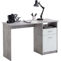 Bureau 1 porte et 1 tiroir 123x50x76,5 cm gris béton et blanc