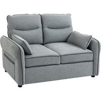 2-seater sofa, living room sofa in Egyptian velvet, includes 2 cushions, side pocket, 136 x 81 x 90 cm, gray