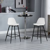 Klihome Barhocker 2er Set, Küchenhocker mit Rückenlehne Fußstütze, Barstühle PP, Tresenhocker Bistrohocker mit Metallbeinen, für Küche Bars Esszimmer Restaurants, Weiß