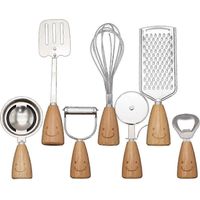 Ensemble de 7 ustensiles de cuisine en acier inoxydable : ouvre-bouteille, fouet, éplucheur et spatule