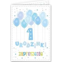 Invitation pour le premier anniversaire, bleue, 1 pièce.