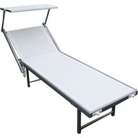 LETTINO DA MARE GRIGIO IN ALLUMINIO ANODIZZATO 190X60CM TELO DA 800Gr CON PARASOLE