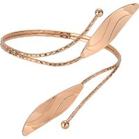 Bracelet jonc ouvert, style feuille, manchette de bras, bracelet ajustable pour festival et mariage