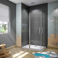 Box Doccia Angolare Doppie Porte Apertura Battente Vetro Temperato 6 mm Trasparente Anticalcare Con Barre Stabilizzatrici 120x120x195 cm