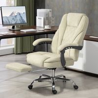 Fauteuil de bureau massant et chauffant, hauteur réglable, dossier inclinable, télécommande, repose-pieds extensible, beige