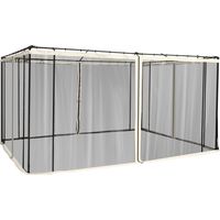 Zanzariera per Gazebo Tende di Ricambio Universale con Cerniere, 335x207cm - Nero e Beige
