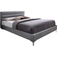 Bett mit Lattenrost THOMAS 160x200 in Kunstleder, Farbe Grau