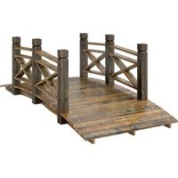 Holzbrücke mit Geländer Gartenbrücke aus Tannenholz Teichbrücke mit Antik-Optik, begehbar 174 x 78 x 57,5 cm Verkohlt
