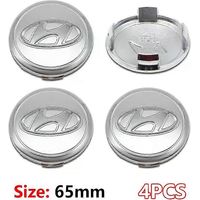 Lot de 4 enjoliveurs (65 mm), en ABS, compatibles avec Hyundai Genesis N-LINE, i10, i20, i30, i40, ix20, ix35, Kona, couleur argent.