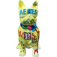 Statue chien bulldog assis avec graffiti multicolores H37 cm - KARL 02