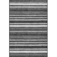 Modern Abstract Low-Pile Rug � Non-Slip & Machine Washable Floor Carpet for Living Room, Bedroom & Hallway � Neutral Short Shag Design STRIPPED RUG 80150CM GREY