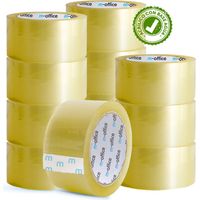 m-office Cinta Adhesiva Transparente, Cinta de Embalar Adhesiva para Embalaje de Cajas, Envíos, Mudanzas y Manualidades, Precinto Transparente Seguro y Resistente (48mmx66m, x12)