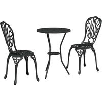 Garten Bistro Set 3 Stk. Schwarz Aluminium vidaXL