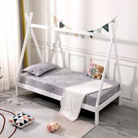 HARRY KIDS WOODEN TEEPEE TENT SINGLE BED FRAME White