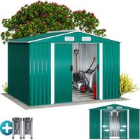 Gardebruk XXL Cobertizo de jardín 8,4 m³ Verde 257x205x177,5cm Caseta de Herramientas 5m² con Puerta corrediza y ventanas